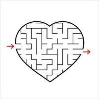 labirinto em forma de coração abstrato. jogo para crianças. quebra-cabeça para crianças. uma entrada, uma saída. enigma do labirinto. ilustração em vetor plana simples isolada no fundo branco.