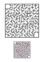 labirinto quadrado abstrato. jogo para crianças. quebra-cabeça para crianças. uma entrada, uma saída. enigma do labirinto. ilustração em vetor plana simples isolada no fundo branco. com resposta.