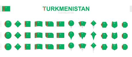 ampla coleção do Turquemenistão bandeiras do vários formas e efeitos. vetor