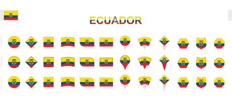 ampla coleção do Equador bandeiras do vários formas e efeitos. vetor