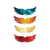 conjunto do multi colorida elegante anjo asa logotipo e vetor ícone