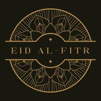 eid al-fitr islâmico cumprimento fundo com lindo dourado mandala linha arte. vetor