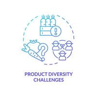 2d gradiente produtos diversidade desafios ícone, criativo isolado vetor, fino linha ilustração representando agrícola clusters. vetor