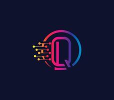 criativo dados tecnologia q carta moderno logotipo Projeto companhia conceito vetor