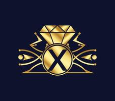 x carta diamante luxo com dourado cor companhia logotipo Projeto vetor