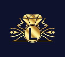 eu carta diamante luxo com dourado cor companhia logotipo Projeto vetor