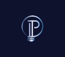 criativo p carta lâmpada energia poder moderno logotipo Projeto companhia conceito vetor