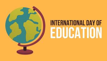 internacional dia do Educação, janeiro 24, conceito para Educação, plano vetor ilustração. globo em amarelo