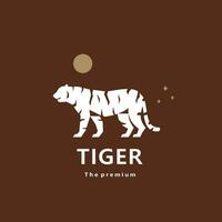 animal tigre natural logotipo vetor ícone silhueta retro hipster