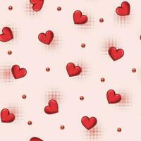 desatado padronizar com espalhados vermelho corações, miçangas, meio-tom formas. dia dos namorados dia Projeto em branco fundo. vintage ilustração para impressões, roupas, superfície Projeto vetor