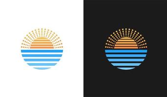 vetor de elemento de design de logotipo de sol marinho, ícone de viagens com natureza cênica