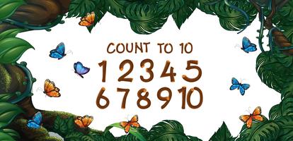 Contando números de um a dez com fundo de floresta vetor