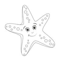 fofa estrelas do mar desenho animado coloração página ilustração vetor. para crianças coloração livro. vetor