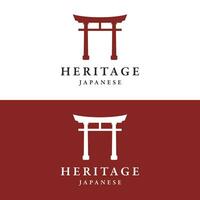 japonês antigo torii portão logotipo modelo Projeto. tori portão japonês herança, cultura e história. vetor