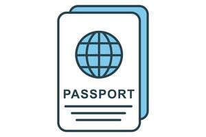Passaporte ícone. ícone relacionado para primário viagem documento. plano linha ícone estilo. elemento ilustração vetor