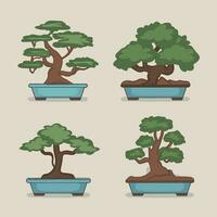 conjunto do bonsai árvore vetor ilustração conjunto bonsai árvore vetor ilustração conjunto