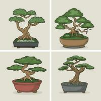 bonsai árvore vetor ilustração conjunto