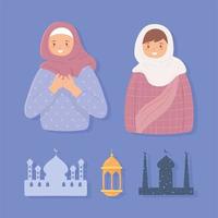 definir mulheres muçulmanas e templo vetor