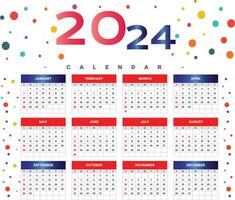 criativo 2024 Inglês calendário modelo para o negócio escrivaninha ou parede vetor