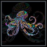 colorida polvo kraken mandala artes. vetor