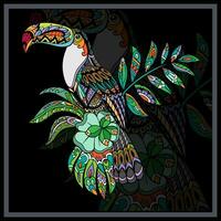 colorida tucano pássaro mandala artes. vetor