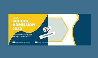 design de modelo de banner da web de admissão escolar vetor