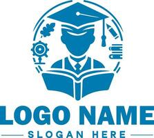 Educação logotipo para escola, faculdade, universidade, instituto e ícone símbolo limpar \ limpo plano moderno minimalista logotipo Projeto editável vetor