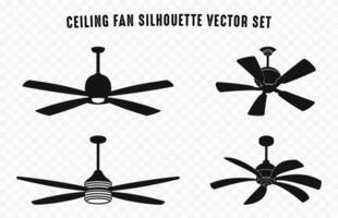 teto ventilador silhueta vetor definir, elétrico ventilador silhuetas