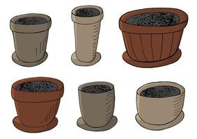 ilustração vetorial bonita. conjunto de vasos de flores de desenho animado vetor