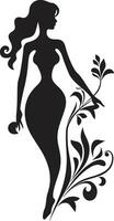 limpar \ limpo floral costura Preto mão desenhado mulher dentro pétalas ícone caprichoso pétala esplendor vetor mulher dentro floral esplendor