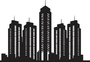 metropolitano alturas vários andares paisagem urbana vetor ícone Projeto urbano paisagem urbana multiflora construção dentro vetor logotipo