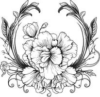 florescente charme floral vetor ícone detalhado flores decorativo quadro, Armação logotipo