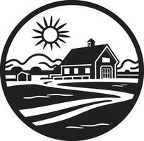 rural habitação impressão casa de fazenda Projeto dentro vetor ícone colheita refúgio símbolo agricultores casa vetor emblema