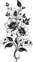 noir pétala canção de ninar Preto vetor ícone Projeto elementos elegante coberto buquês mão desenhado floral iconografia