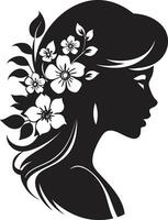 limpar \ limpo floral beleza Preto mão desenhado ícone caprichoso feminino esplendor vetor face