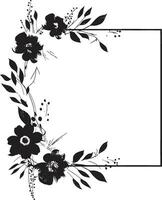 minimalista floral abstração icônico Preto Projeto lustroso feito à mão floresce minimalista emblema vetor