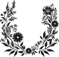 Eterno mão desenhado pétalas elegante logotipo detalhe lustroso floral silhueta Preto vetor ícone