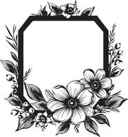 vintage quadro, Armação elegância decorativo Preto logotipo esculpido flor fronteira Preto floral emblema vetor