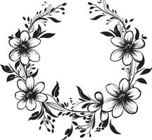 noir videira esboço mão desenhado Preto icônico emblema artístico floral essência Preto vetor logotipo ícone