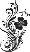 majestoso mão desenhado composição Preto vetor sonhadores floral Projeto icônico logotipo elemento