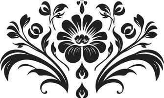 vetorizado floresce geométrico floral logotipo geométrico harmonia Preto telha floral ícone vetor