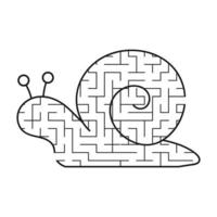 labirinto negro é um caracol bonito. planilhas para crianças. página de atividades. jogo de quebra-cabeça para crianças. molusco engraçado. enigma do labirinto. ilustração vetorial. com a resposta.