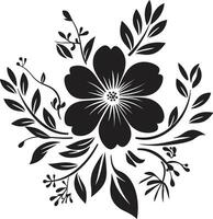 artístico noir jardim turbilhão intrincado Preto emblema arte noir pétala harmonia feito à mão floral vetor esboços