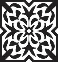 vetor ícone com floral padrões geométrico Preto Projeto geométrico floral azulejos Preto vetor ícone