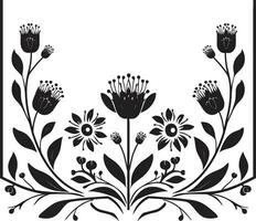 floral treliças Preto telha Projeto ícone geométrico flores vetor logotipo com florais