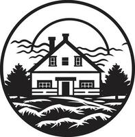 colheita oásis residência casa de fazenda vetor ícone Projeto campo habitação marca agricultores casa de fazenda vetor emblema