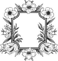 místico floresce quadro, Armação decorativo emblema radiante ébano Flor fronteira ícone Projeto vetor