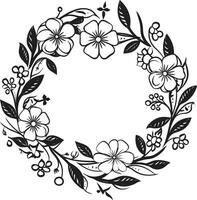 artístico pétala turbilhão Casamento Preto ícone Projeto minimalista guirlanda esboço Preto floral emblema vetor
