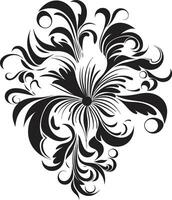 noir Flor silhuetas convite cartão floral ícones etéreo floral elegância ornamentado Preto vetor logotipos