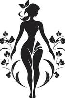 gracioso cheio corpo florais Preto emblema Projeto com mulher chique floral harmonia mulher vetor perfil com flores